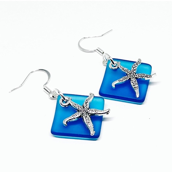 Earthlie Treasures Handmade Seaglass Starfish Dangle earrings - Picture 5 of 5